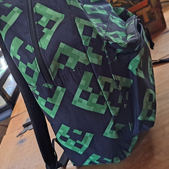 Back-to-School Backpack for Kids, Mojang, Black w/ Green Creepers All Over Print - Picture 9 of 15